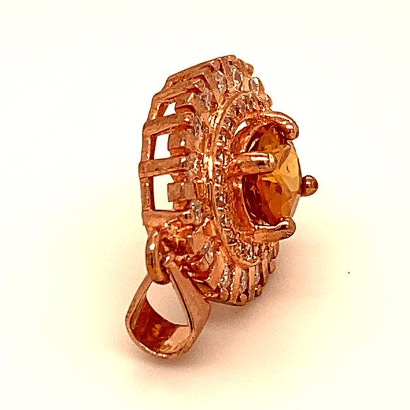 Hessonite 1.15ct Rose Gold Finish Silver Pendant - Picture 3 of 6